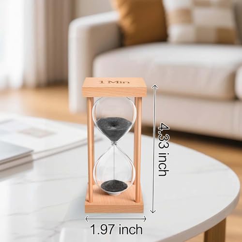 1 Minute Sand Timer, 1 Min Wood Small Hourglass Timer, Black Sand Clock, One Min Wooden Hour Glass for Classroom, Sandglass, Reloj De Arena Decorativo, Home, Office, Game, Gift - color: Black, size: 1 Min