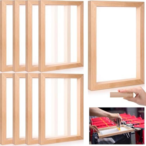 CroBlissful 8 Pcs Wood Silk Screen Printing Frames, 8x12 Inch with 160 White Mesh Screen Printing Frame, DIY Craft Stencil Kit for Beginners T-Shirts, Posters, Wood Sign, Paper Making - style: 160 Mesh