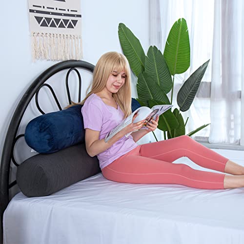 1 MIDDLE ONE Body Pillow for Adults, Bolster Pillow with Removable Velvet Cover, Long Round Cervical Roll Pillow, 47 x 7.87 Inches, Grey - color: Grey, size: 47 inch
