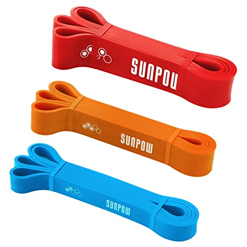 SUNPOW Pull Up Assistance Bands, Set of 5 Heavy Duty Resistance Bands for Men & Women, Natural Latex Exercise Bands for Pull-Up Progression, Home Workout, Strength Training, Mobility & Stretching - color: Multicolor（15-135lbs）