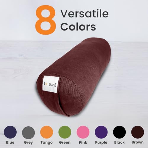 Pranayama Yoga Bolster Meditation Pillow - color: Brown, size: Cylindrical 14" x 6"