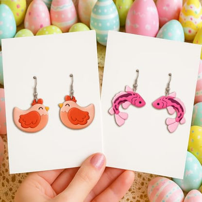 9pcs Farm Theme Polymer Clay Cutters，Animal Polymer Clay Jewelry - Fish Hen Cowboy Dog Butterfly Corgi Polymer Clay Cutters，Easter Gifts - color: Farm Theme Polymer Clay Cutters