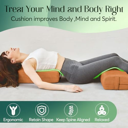 Crushed Sponge Yoga Bolster Pillow for Yin Yoga & Meditation | Crushed sponge filling, supportive & comfortable, ideal for Yin Yoga, restorative & meditation