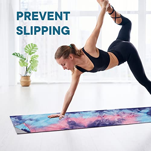 Yoga Towels, Non Slip Hot Yoga Mat Towel with Grip Dots,Super-Absorbent Soft Microfiber Yoga Blanket for Pilates, Fitness and Workout 72inch x 24inch - color: Purple+pink