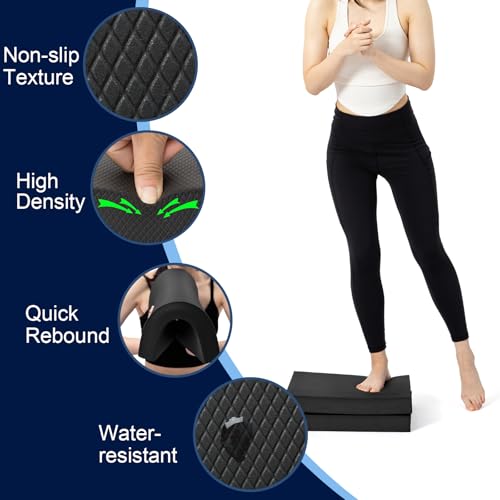 StrongTek Foam Balance Pad, High-Density TPE, 15.8 x 13 x 2 in, Non-Slip - color: Grey-Set of 2
