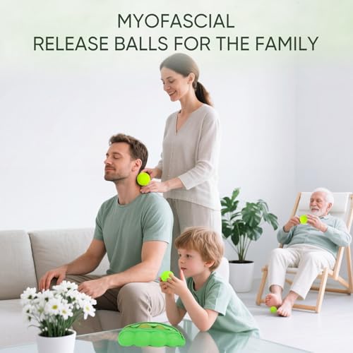 2 Soft 2 Hard Massage Lacrosse Balls, 4 Sizes for Myofascial Release | Targeted Massage for Hands, Feet, Neck & Back, Compact Design for Home Gym Yoga & Travel, Supports Mobility and Relaxation