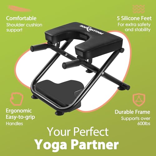BODY RHYTHM Yoga Headstand Bench, Yoga Inversion Chair, Headstand Trainer for Relieve Stress, Improve Sleep & Digestion and Strength Training, Ideal for Home Workout, Fitness and Gym