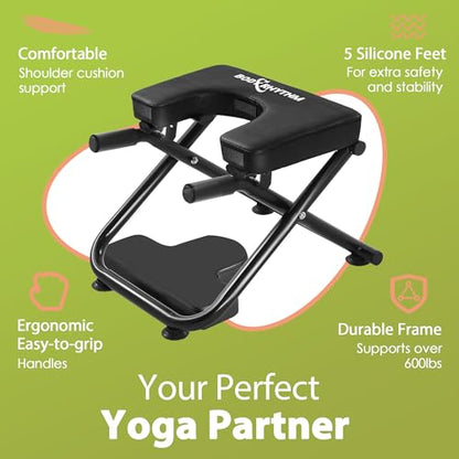 BODY RHYTHM Yoga Headstand Bench, Yoga Inversion Chair, Headstand Trainer for Relieve Stress, Improve Sleep & Digestion and Strength Training, Ideal for Home Workout, Fitness and Gym