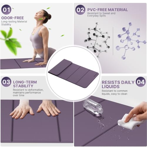 Yoga Mat Thick 10mm, Foldable Yoga Mat 75 x 26 x 0.4 Inches - color: Purple