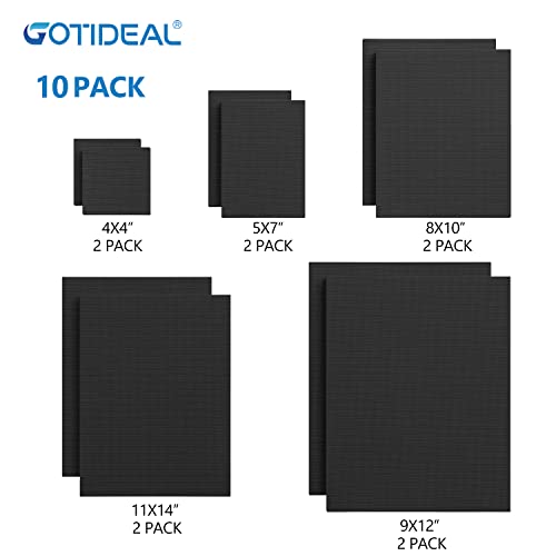 10Pcs Black Canvases, Multi Pack 4x4, 5x7, 8x10, 9x12, 11x14 | Stretched Canvases, Set of 10, Primed 100% Cotton, Artist Blank Canvas Boards for Painting, Acrylic Pouring, Oil Paint Art - color: Black, size: Multi Size-10 Pcs
