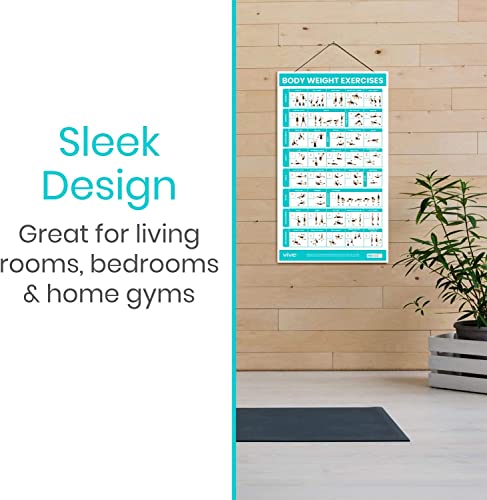 Vive Body Weight Exercise Poster - Workout for Home Gym Laminated Chart