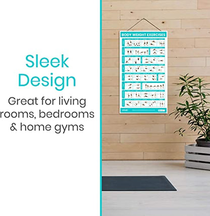 Vive Body Weight Exercise Poster - Workout for Home Gym Laminated Chart