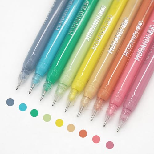 Gel Pens with 0.6mm Fine Point, 9 Colors Acrylic Drawing Gel Pen | Smooth Writing Pen Set for Journaling, Morandi Sweet Series, Drawing Pencils for Adult Coloring Books - color: Morandi-Sweet