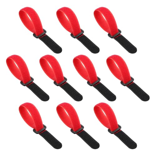 PATIKIL 0.8"x8" Reusable Cinch Straps, 10Pcs Adjustable Nylon Multipurpose Hook and Loop Cable Securing Straps with Plastic Buckle for Organizer Storage Cables Cords Ropes, Red - color: Red, size: 0.8" x 8"
