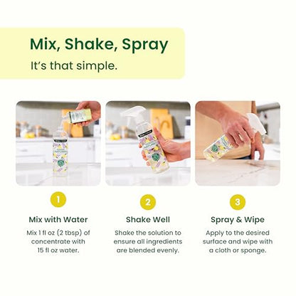 Good Natured Brand All-Purpose Cleaner Concentrate | 8oz makes 128oz | Lemon Essential Oil | 16X Concentrated Natural Multi-Surface Cleaner - size: 8 Fl Oz