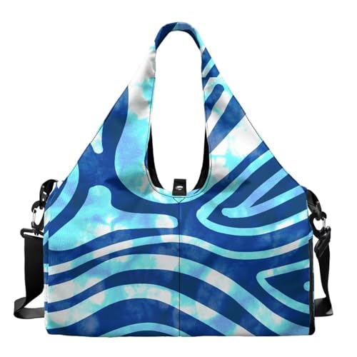 Blue Wave Gym Bag for Women Hygienic Yoga Bags Sports Duffle Bags with Shoe Compartmentr, Double Zipper Sports Bag for Fitness School Exercises - color: Blue Wave