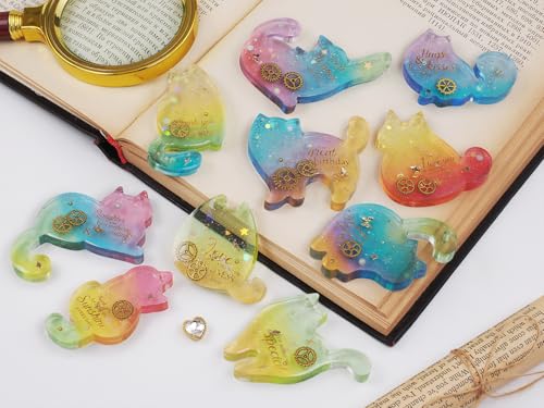 Cute Cat Silicone Resin Molds, 3D Animal Epoxy Resin Casting Molds Making Kit with Built-in Holes for DIY Keychain, Pendant, Jewelry, Bag Charm Making - Home Decor and Beginner-Friendly Craft Kit - size: Cat pendant