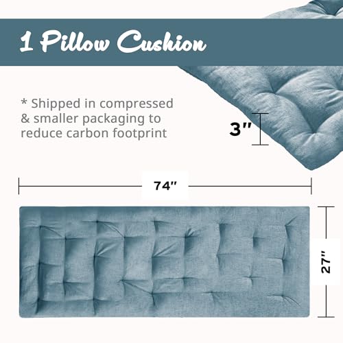 Intelligent Design Foldable Lightweight Lounge Floor Pillow 27" x 74" Aqua | Edelia Poly Chenille Soft Sheen Cushion, Tufted Seat for Meditation, Game Playing, Yoga, Reading with Travel Wrap - color: Aqua