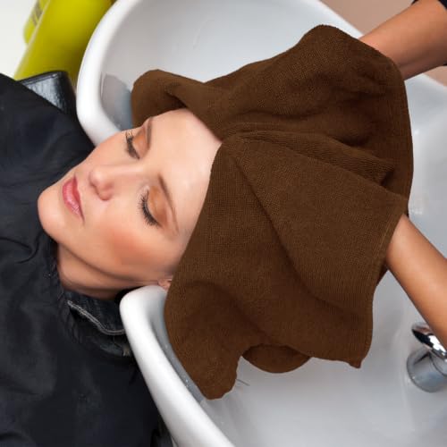 Utopia Towels Salon Towels, Pack of 24, 16x27 in, 100% Cotton, Dark Brown - color: Dark Brown, size: 24 Pack