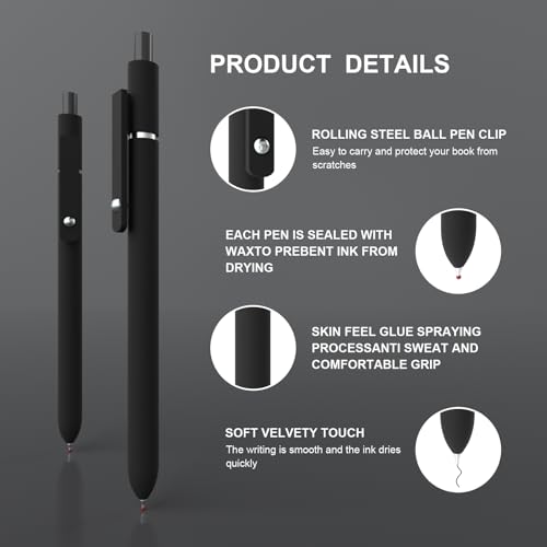 Gel Pens,0.5mm Fine Point Quick Dry Pens Smooth Writing Japanese gel pen,High-End Series Black Ink nurse aesthetic gel pen for Journaling Note Taking(10 Pcs Black Ink- Black shaft pens) - color: 10 Pcs Black shaft pen-Black Ink-0.5mm