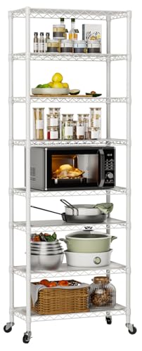 Golpart 8Tier Adjustable Storage Shelves Metal Wire Shelving Standing Shelf - color: White, size: 8-tier-12"Dx22"Wx72"H