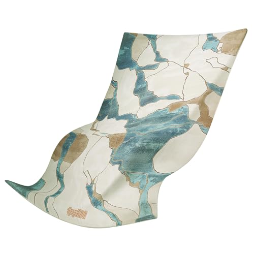 gogoKIWI Hot Yoga Mat Towel for 6 x 4 ft Mats, Nami Teal & Ivory - color: Nami Teal & Ivory