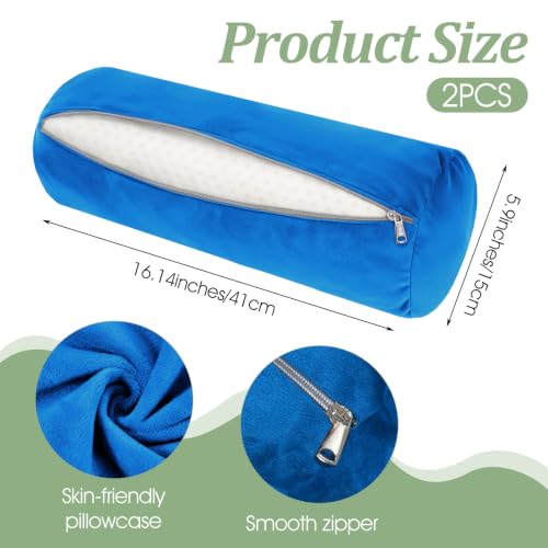Xindojuz 2 PCS 16 x 6 Inch Support Neck Roll Pillow Cover (Blue) | Round Soft Bolster Pillow Covers with Hidden Zipper, Neck Roll Cylinder Pillowcases for Cylindrical Cushion, Pillow-Case Only - color: Blue