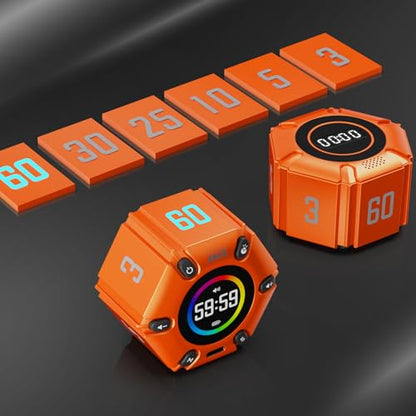 Pomodoro Timer 3/5/10/25/30/60min Preset, Mute & Vibration & Sound Alarm - color: Orange