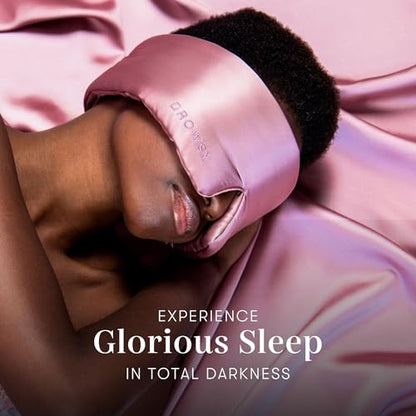 DROWSY Silk Sleep Mask - Face-Hugging, Padded Cocoon for Luxury Sleep in Total Darkness - 100% Pure Mulberry Silk (Damask Rose) - color: Damask Rose, size: 1 Count (Pack of 1)
