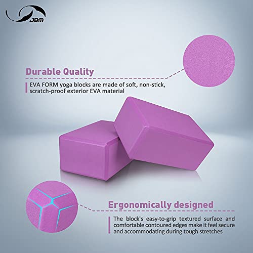 JBM Yoga Blocks 2 Pack with Strap, Cork Block 2 Pack EVA Foam Yoga Bricks Set,Stretch Blocks