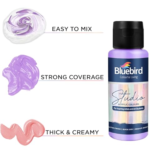 BLUEBIRD Studio Acrylic Paints, Pastel Colors, 6-Pack 3.4 Fl Oz each, Basic Acrylic Paint For DIY Crafts & Beginner Artists - color: PASTEL COLORS, (6-Pack, 3.4 Fl Oz each)