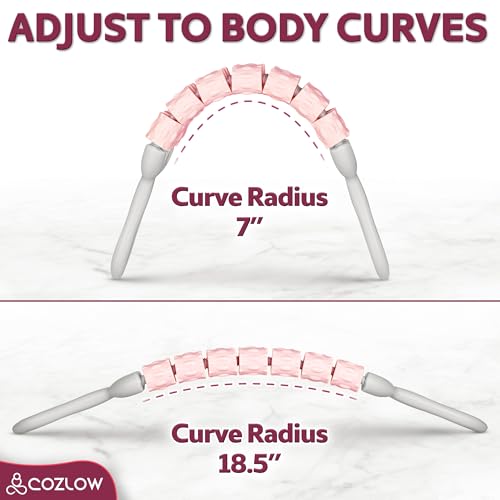 Triple Roller Massage Stick - Body Massager for Muscles - Fascia Rolling Tool - Deep Tissue Therapy for Myofascial Release and Lymphatic Drainage - Handheld Anti Cellulite Device - by Cozlow - color: Pink