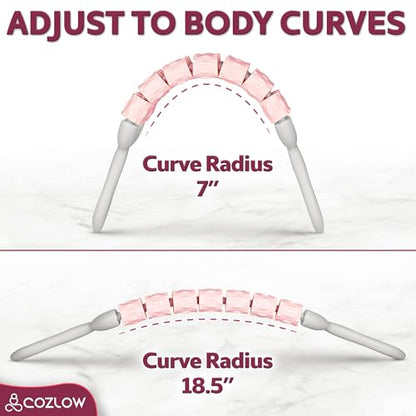 Triple Roller Massage Stick - Body Massager for Muscles - Fascia Rolling Tool - Deep Tissue Therapy for Myofascial Release and Lymphatic Drainage - Handheld Anti Cellulite Device - by Cozlow - color: Pink