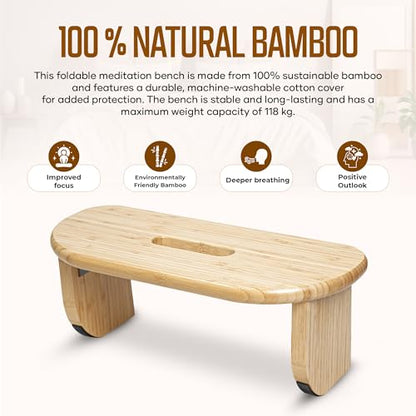 NIXSCALINO Folding Meditation Bench | Bamboo Kneeling Stool with Rocking mechanism - Portable Cross Legged Folding Seiza Chair