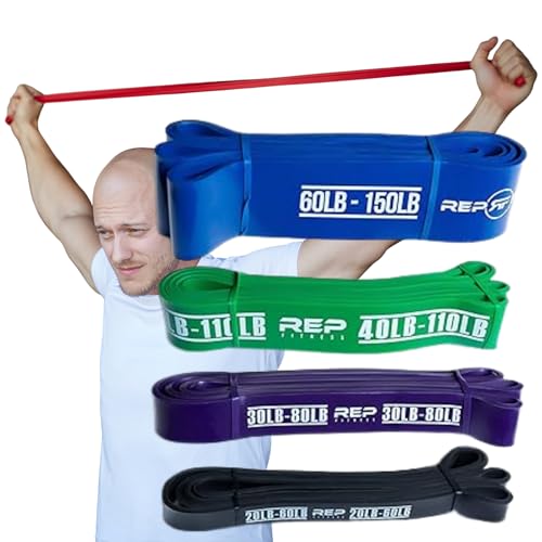 Rep Fitness Pull-Up Bands Resistance Exercise Workout Equipment Set for Home Gym Training – Heavy Duty Stretch Band for Assisted Pullups, Strength Training, Physical Therapy, and Fitness Workouts - color: Bundle: Black, Purple, Green, Blue