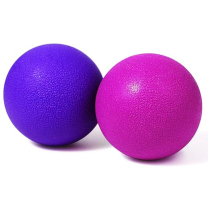 2-Pack Firm Lacrosse Massage Balls(Rose red&Purple) - color: Rose Red&purple