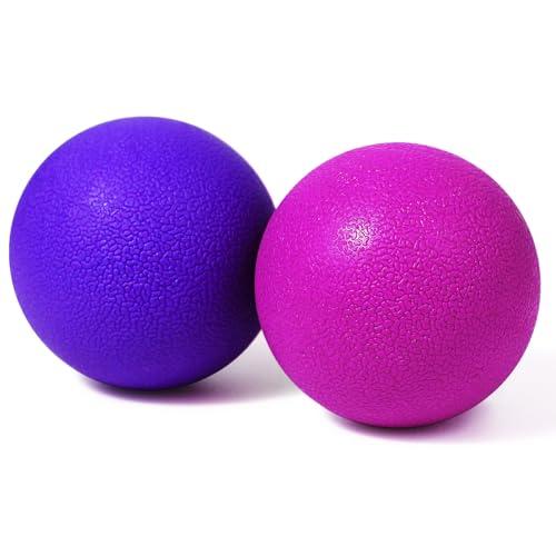 2-Pack Firm Lacrosse Massage Balls(Rose red&Purple) - color: Rose Red&purple