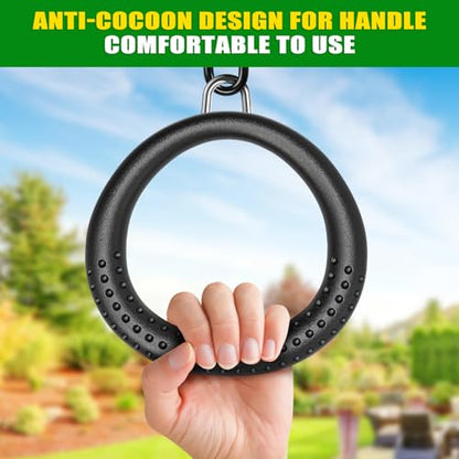SELEWARE Trapeze Swing Rings, Gymnastics Rings for Swingset - color: 2-Pack Trapeze Rings