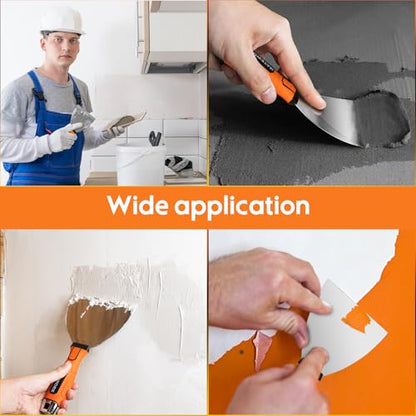 Matework 8 Inch Spackle Knife Tools, Putty Knife Scraper, Ergonomic Grip Tapping Knife with Hammer End for Drywall Work - color: 8 Inch