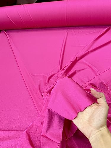 Premium Nylon Lulu Yoga Spandex Fabric - Ultra-Soft & Stretchy 4-Way Stretch Fabric by The Yard - Perfect for Activewear and Swimsuit Fabric, and More -1 Yard - 58 Inch Width (Hot Pink) - color: Hot Pink