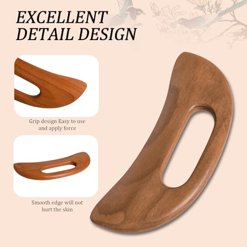 Wooden Cellulite Massager, Body Guasha Tool Lymphatic Drainage Massager Muscle Scraper Back Massage Tool Relieve Muscle Fatigue, Body Gua Sha Paddle Anti Cellulite Tool for Women and Men - color: Style-a