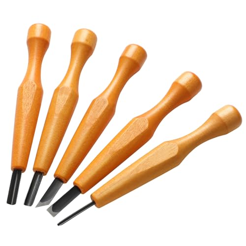 WILLBOND 5 Pcs Linoleum Carving Tool Set Wood Handle Linocut,Assemble | V Shaped Chisel for Printmaking, Triangular Grip, Rubber Stamp Making, Block Cutting Kit, Woodcarving Projects - style: Assemble