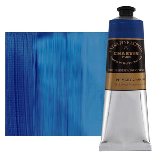 Charvin Extra Fine Professional Acrylic Paint - Primary Cyan, 150ml Tube, Triple-Milled, Lightfast Pigments, Open Stock Artist Acrylic Paints in Nature-Inspired Hues - color: Primary Cyan, size: 5.07 Fl Oz (Pack of 1)
