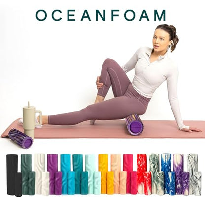 Oceanfoam Tidal Roller - Purple, Gold & Natural Marbled - Muscle Massage Foam Roller for Back Pain & Stretching - Firm & Ergonomic Wide Wave Textured - Yoga, Athletics, Wellness - Full Size, 20" x 5" - color: Purple, Gold & Natural Marbled