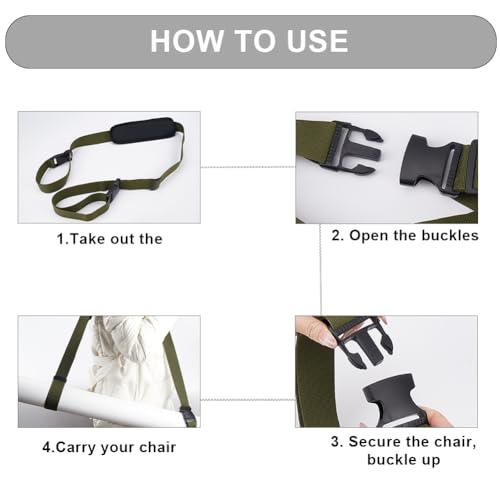 GORGECRAFT Chair Carrying Strap Adjustable Beach Chair Backpack Anti-Slip Shoulder Straps Replacement Universal for Foldable Bikes Scooter Camping Backpacking Picnics Outdoor Black 106-176cm - color: Black