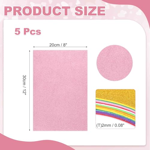 MECCANIXITY 5 Sheets Pink Shiny Foam Sheets with Adhesive Backing, 8x12Inch Self-Adhesive Shiny EVA Foam Sheets Sticky EVA Paper Stickers for Art Crafts Projects, DIY Party Decoration - color: Pink