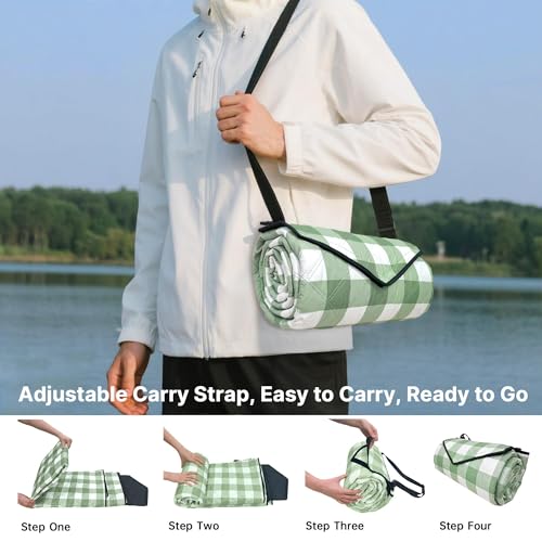 TigeJoy Extra Large Picnic Blanket Waterproof Beach Blanket 60''x60'' - color: Green, size: 5' x 5' (Rectangular)