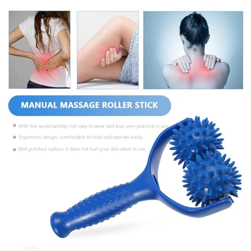 Spiky Massage Ball Roller with Handle (2 Pack) - Acupressure Deep Tissue Massager for Back, Neck, Foot & Plantar Fasciitis Relief - Premium Canvas Travel Bag - Muscle Recovery & Trigger Point Tool