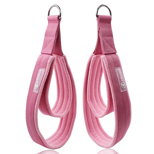 J Bryant Pilates Double Loop Straps for Reformer Fitness D-Ring Straps,Yoga Exercise Accessories for Home Gym Workout,1 Pair - color: Pink