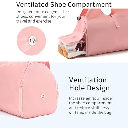 Handbag for Women Yoga Bag Large Capacity Yoga Pad Buckle with Shoe Compartment Water Bottle Sports Gym Bag Travel - color: C04-2 Pink